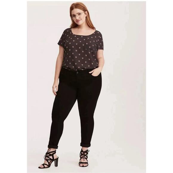 Torrid Abbey Fox Georgette Button Back Womens Blouse Size 1 Short Sleeve Top - Picture 2 of 13